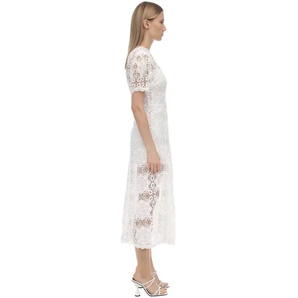 Alice McCall Diamond Veins Lace Midi Dress in White size 2